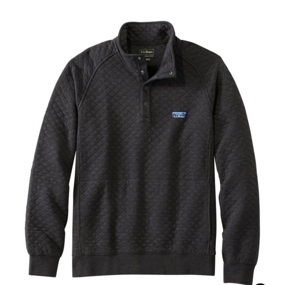 NWT LL Bean Quilted Sweatshirt Men’s S Gray Mock Neck 1/4 Snap - Picture 1 of 12